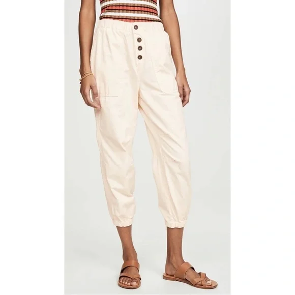 FREE PEOPLE Cadet Pull On Joggers in Almond Buff - Picture 4 of 11